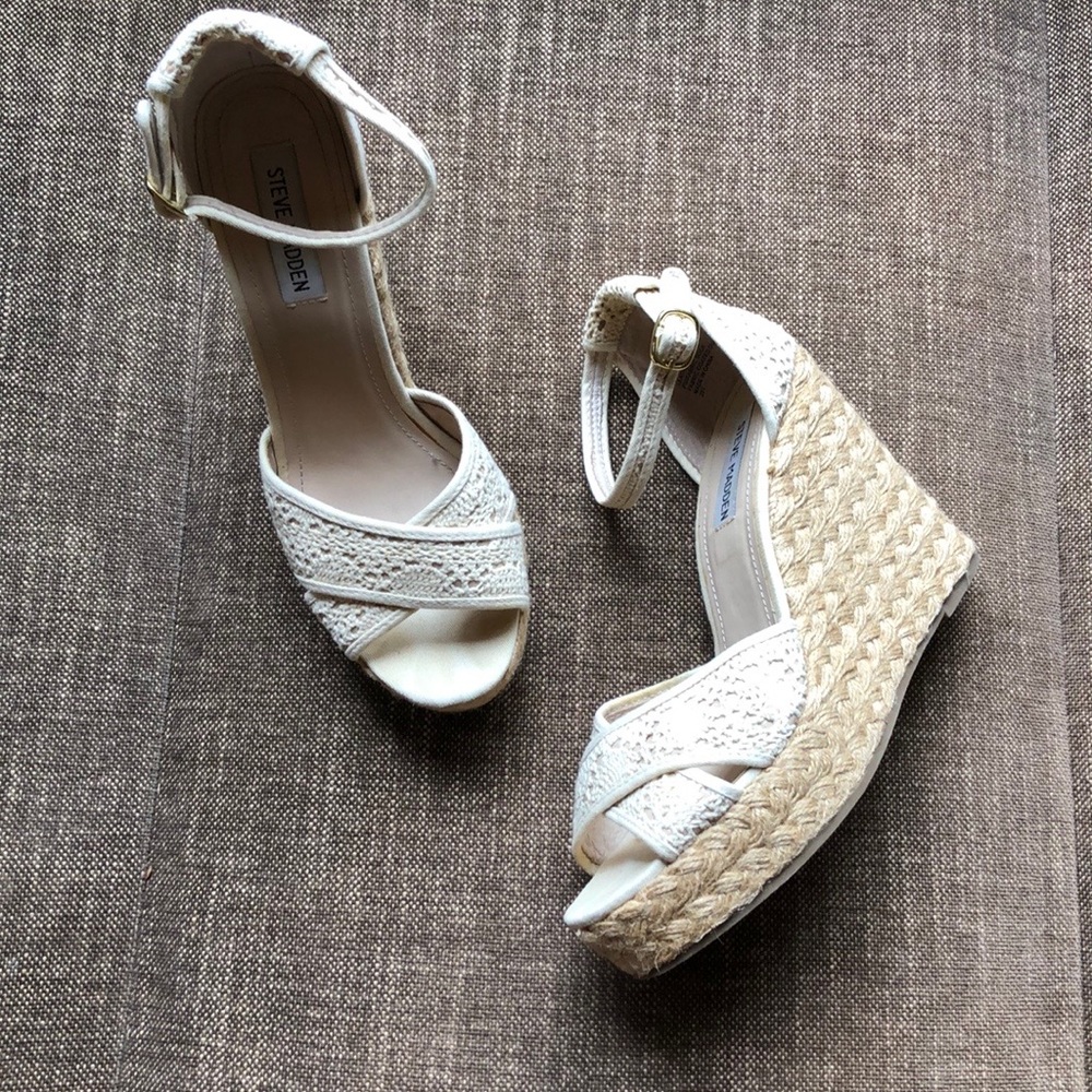 Steve Madden Marrvil Natural Platform Wedge Sz 9